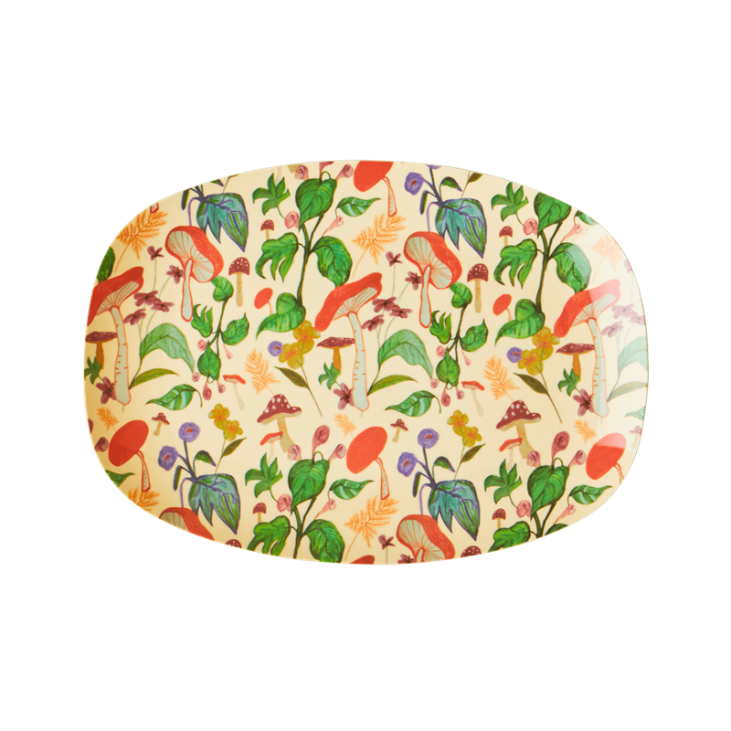 Mushroom Print Small Rectangular Melamine Plate By Rice DK Vibrant Home